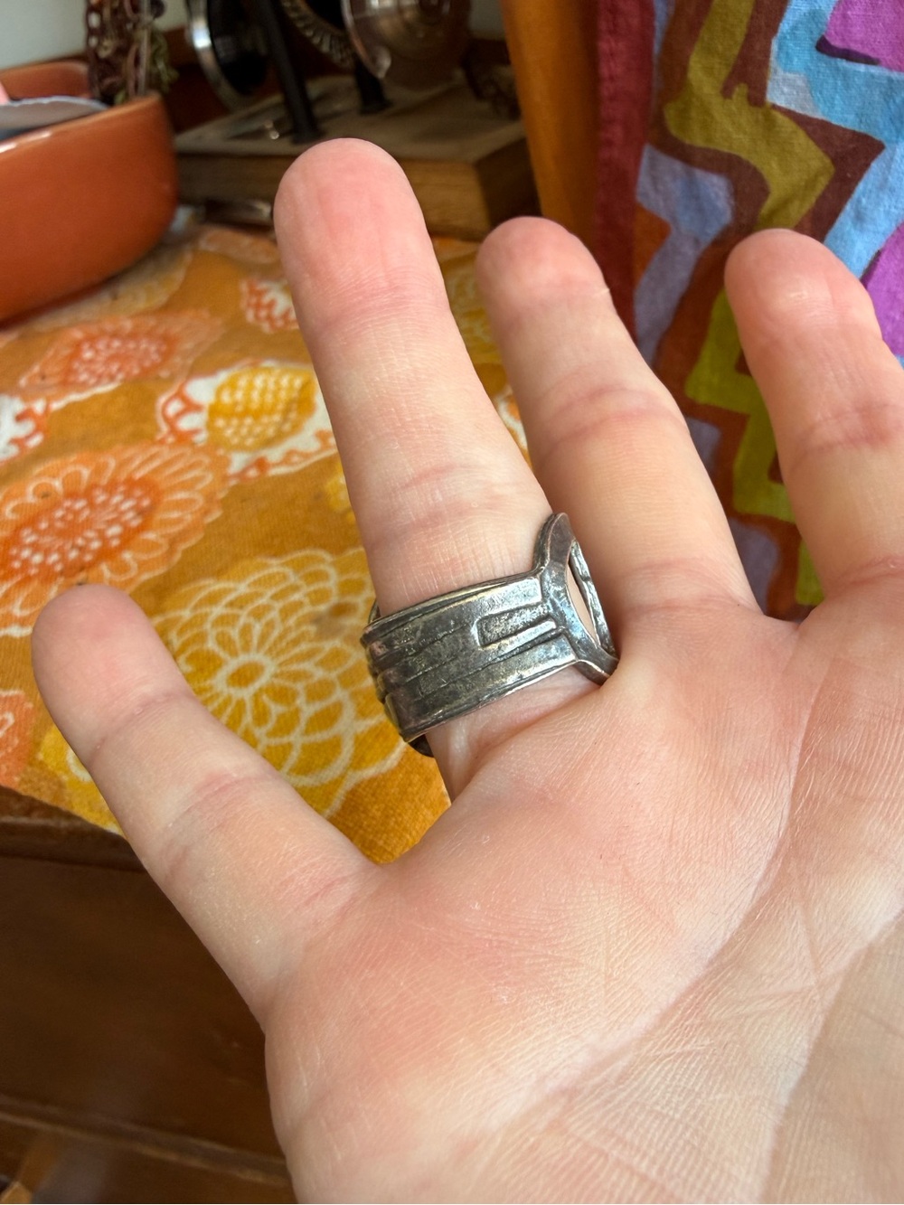 Anne-Marie Chagnon Pewter and Glass Ring, Size 6.5 Adjustable - Picture 7 of 13
